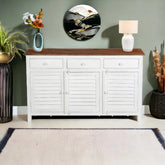 Kraft Bazaar Madrid Sideboard (M) White with Distressed Edges 130x35x80Cm